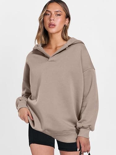 ANRABESS Womens Oversized Hoodies V Neck Sweatshirts Fleece Long Sleeve Pullover Y2K Clothes 2025 Fall Trendy Outfits thumbnail 8