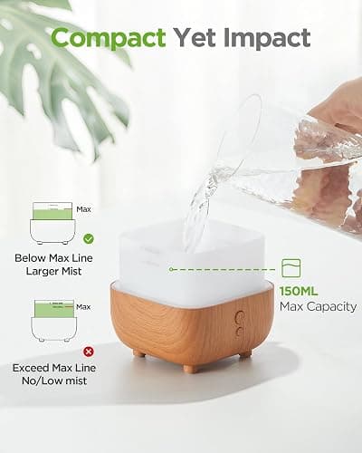 InnoGear 150ml Essential Oil Diffuser, Premium 5-in-1 Diffusers for Home Scent 8 LED Color Aromatherapy Diffuser Air Desk Mini Humidifier Small Vaporizer Aroma Diffuser for Computer Laptop Room Office thumbnail 9