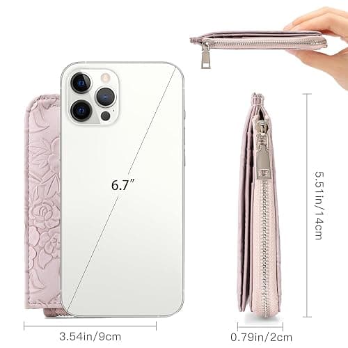 GAEKEAO Small Credit Card Holder Wallet for Women RFID Leather Slim Wristlet Keychain Wallets With Zipper Pocket thumbnail 4