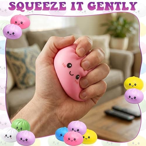 Fanskaty 24Pcs Dumpling Mystery Box,Dumplings Squeeze Stress Balls for Adults,Soft and Squeezable Stress-Relieving Dough, Birthday Gifts (24Pcs-B) thumbnail 6