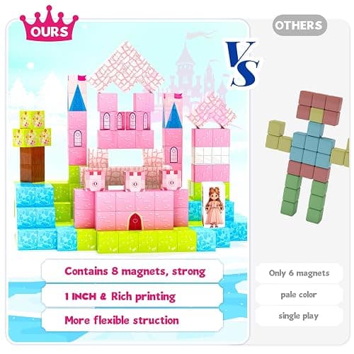 Hiwawind 64 Pcs Magnetic Blocks-Princess Castle Collection World,Magnetic Building Blocks for 3+ Year Old Boys & Girls, Creative STEM Sensory Toys,Christmas Birthday Gifts for Kids Ages 3-8 thumbnail 8