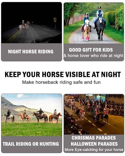 5pcs LED Horse Breastplate Collar & Leg Band, 7 Colors in 1 Light up Horse Tack Set, USB Rechargeable LED Horse Harness & Leg Strap - Added Visibility & Safety for Night Horse Riding thumbnail 5