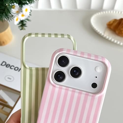 Yeddabox for iPhone 17 Pro Max Case Cute Striped Phone Case Soft TPU Slim Shockproof Phone Cover for Women Girls, Pink thumbnail 3