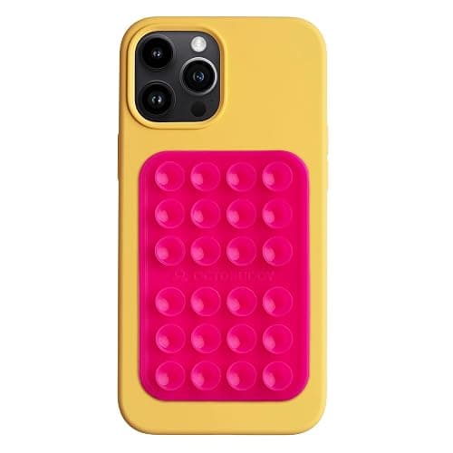 OCTOBUDDY Classic MAX - Silicone Suction Phone Case Adhesive Mount - Hands-Free, Strong Grip Holder for Selfies and Videos - iPhone and Android Compatible - 2.6″ x 3.9″, Hot Pink - Image 1