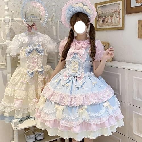 Sweet Pink Lolita Dress for Women – Ideal Cosplay Costumes and Party Attire with Elegant Bow and Lace Design thumbnail 3