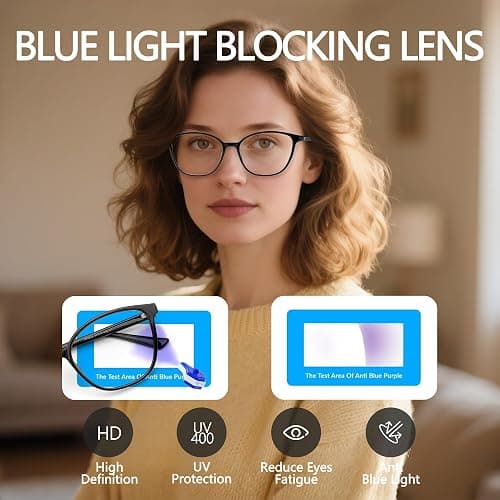 JFXQDR Women's Blue Light Blocking Glasses, TR90 Frame Computer Gaming Glasses Anti Eyestrain & UV Glare RF6208 thumbnail 5