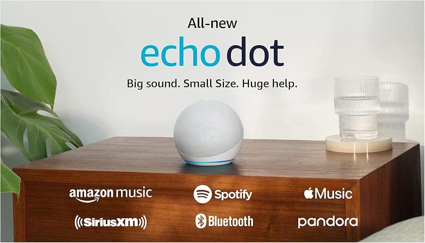 Amazon Echo Dot (newest model), Vibrant sounding Alexa speaker, Great for bedrooms, dining rooms and offices, Glacier White thumbnail 13