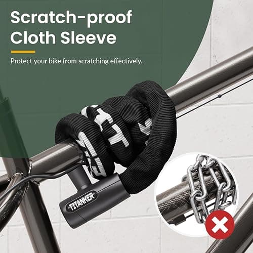 Titanker Bike Chain Lock with Keys, 3.3 Feet Security Heavy Duty Anti-Theft Bicycle Chain Locks for Bike, Motorcycle, Bicycle, Door, Gate, Fence, Grill (6mm, 8mm, 10mm Thick Chain) - Black-8mm Chain thumbnail 5