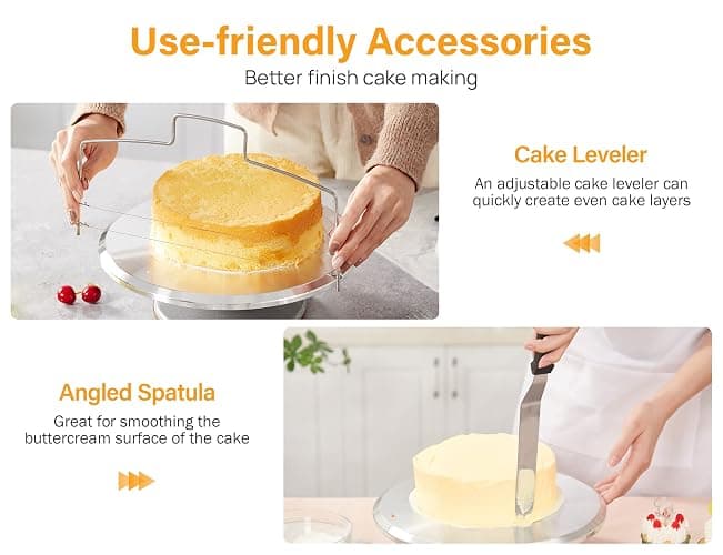 Kootek 22pcs Cake Decorating Supplies Kit, Baking Tools with 12" Aluminium Cake Turntable Rotating Cake Stand, Piping Bags and Tips Set, Icing Spatula, Cake Leveler, 3 Icing Scrapers for Mother's Day thumbnail 6