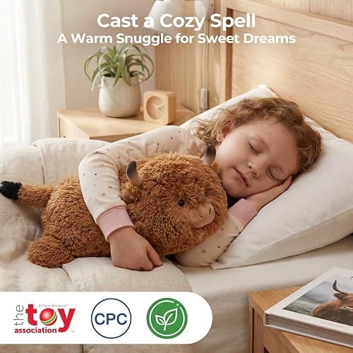 Mewaii Süßes Hochlandrind Kuh Kuscheltier Plüschkissen für Kinder,Weiche 33 cm Kuscheltiere,Kawaii Plüschtier Kuh,Entspannungs und Dekorationskissen für Mädchen thumbnail 3