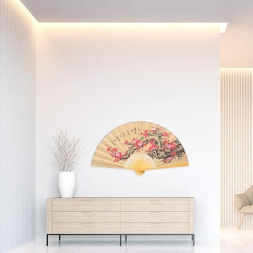Kichvoe Riesenfächer-Wanddekoration: Orientalischer Feng-Shui-Wandfächer Chinesischer Fächer Chinesische Japanische Traditionelle Fächer Wandhintergrund Fächer-Hängedekoration thumbnail 4