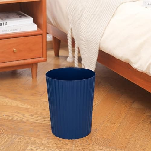 JiatuA Small Trash Can Plastic Wastebasket Round Garbage Container Bin for Bathroom, Kitchen, Bedroom, Home Office, College Dorm, Navy Blue thumbnail 2