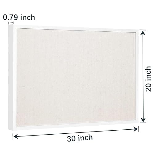 OWLKELA 20'' x 30'' Linen Bulletin Board, White Framed Corkboard, White Oak Frame Linen Cork Board, Vision Board and Decorative Hanging Pin Board thumbnail 3