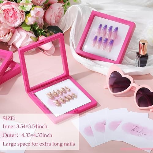 meekoo 30 Pcs Press on Nail Packaging Box with 90 Pcs Adhesive Double Sided Tape Artificial Nail Display Case Storage Container Box Acrylic Packaging Organizer for Home Salon Art (Rose Red) thumbnail 4
