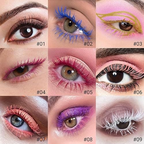 Colored Mascara for Eyelashes with Comb Set, Pink mascara Colorful Waterproof Long lasting Charming Voluminous for Women Cruelty Free Vegan Eye Makeup(C-1Pc 06#light pink, C) thumbnail 4