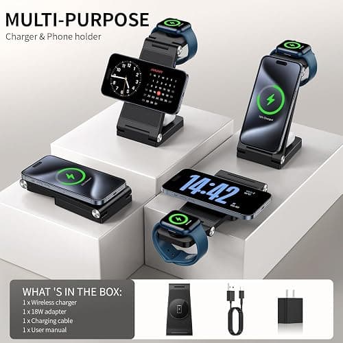 2025 Traveling Wireless Mag-Safe Fast Charging Station,Magnetic 3 in 1 Charger with Light for iPhone 17 16 15 14 13 12 Pro Max Plus,Apple Watch Series & Air pods 4 3 2 Pro-Gifts for Wife & Husband thumbnail 2