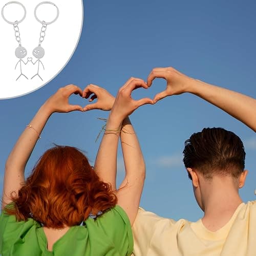 Ouligay 2 Pcs Funny Keychain for Women,Stickman Love Matching Keychains for Couples,Couple Keychain,Best Friend Keychain thumbnail 2