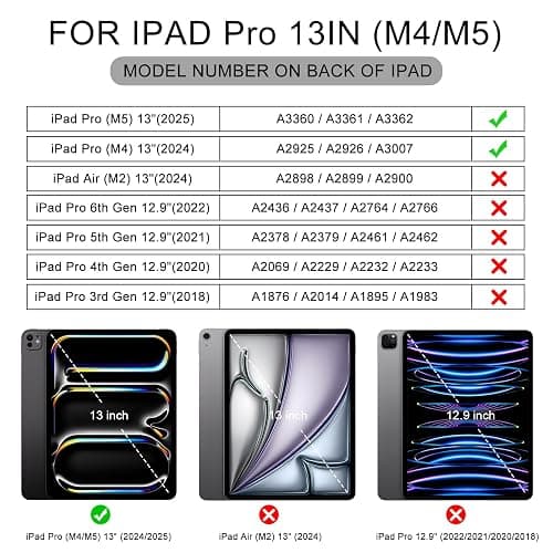 Soke Case for New iPad Pro 13 Inch (M5/M4, 2025/2024 Release), with Pencil Holder Trifold Stand Shockproof [Support Apple Pencil Charging + Auto Wake/Sleep], Soft TPU Back Cover, Book Blue thumbnail 2