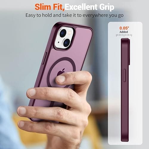 SUPFINE Magnetic for iPhone 14 Case & iPhone 13 Case (Compatible with MagSafe)(Military Grade Drop Protection) Translucent Matte Shockproof Phone Cover,Wine Red thumbnail 7