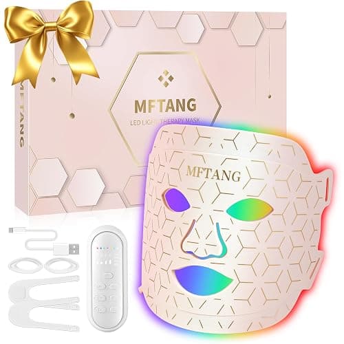 Red Light Therapy for Face, 7 Colors Led Light Therapy Silicone Facial Mask - Birthday, Christmas, Mothers Day, Valentines Day, Self Care Gifts for Her Women Mom Best Friend Wife (Pink) - Image 1