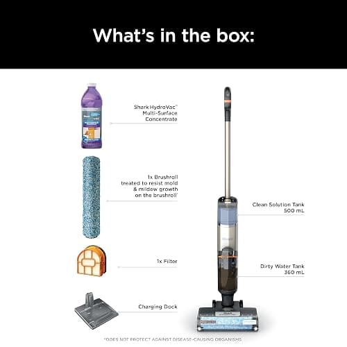 Shark HydroVac MessMaster Wet Dry Vacuum Cleaner, Cordless, 3-in-1 Vacuum Mop All in One & Self-Cleaning System, Lightweight, Powerful Suction, for Hard Floors & Area Rugs, Stone, WD261,Rose Gold thumbnail 9