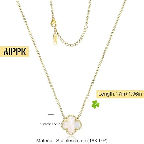 AIPPK Clover Pendant Necklace for Women 18K Gold Plated Four Leaf Clover Necklaces Lucky Simple Jewelry Gifts for Women thumbnail 2