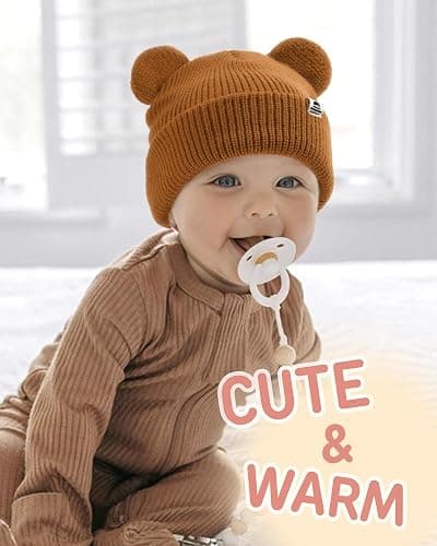 FURTALK Baby Beanie Winter Hat with Bear Ear for Infant Toddler Boys Girls Soft Knitted Skull Cap thumbnail 5