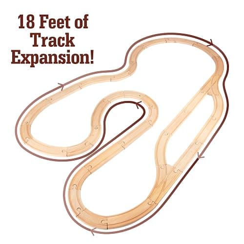 Wooden Train Track 52 Piece Set-18 Feet Of Track Expansion - 5 Distinct Pieces - 100% Compatible with All Major Brands Including Thomas Wooden Railway System: Screen Free Christmas Gift For Toddlers thumbnail 4