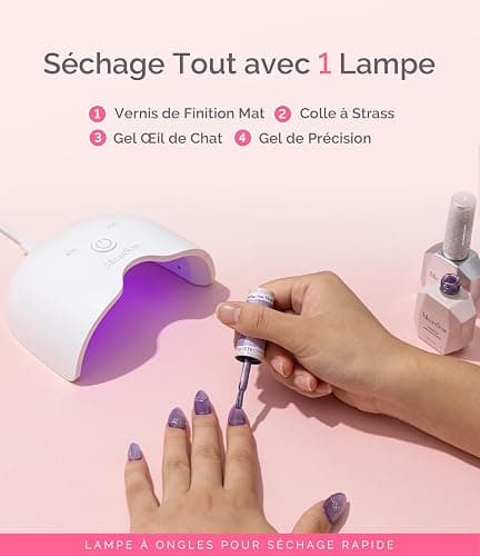 MelodySusie Lampe UV Ongles Gel Compacte et Légère (P-ART06F) avec Commande Simple par Bouton - Polymérise Tous les Gels Souples à Domicile, Notamment les Gels Semi-Polymérisés, Blanc thumbnail 3