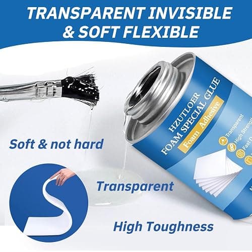 Hzutloer 4OZ Foam Glue with Brush,High Strength Clear Foam Adhesive for EVA Sponge Rubber Pearl Cotton Plastic Sheets,Waterproof Glue for DIY Crafts Model Making Home Repairs thumbnail 7