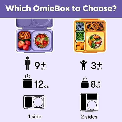 Omie OmieBox UP bento Box for Kids | Insulated Lunch Box | Leak Proof Vacuum Insulated Thermal Food jar | Cooler ice Pack | 2 Compartments (Galaxy Purple) thumbnail 7