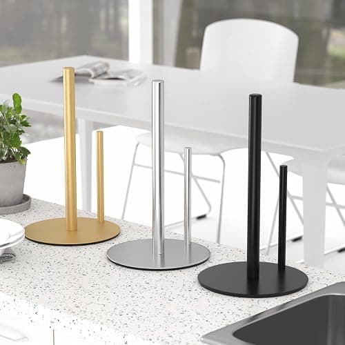 Paper Towel Holder Gold, Premium Stainless Steel Kitchen Roll Dispenser, Countertop Roll Organizer thumbnail 2