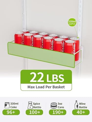 NQW Over The Door Pantry Organizer, 9-Tier Pantry Organization and Storage, Hanging Door Spice Rack Shelves, Home & Kitchen Organization, Laundry & Bathroom Essentials, White thumbnail 5
