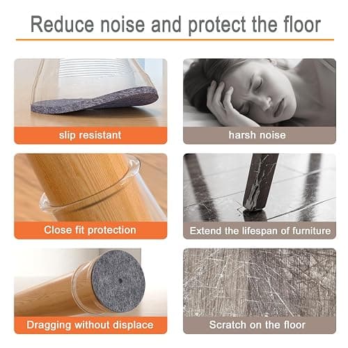 GICUNK 32Pcs Chair Leg Floor Protectors, Transparent Silicone Chair Leg Caps With Felt Pads, Floor Protectors For Furniture Legs For Hardwood/Tile Floors(Extra Small Fit:13-22.9mm) thumbnail 2