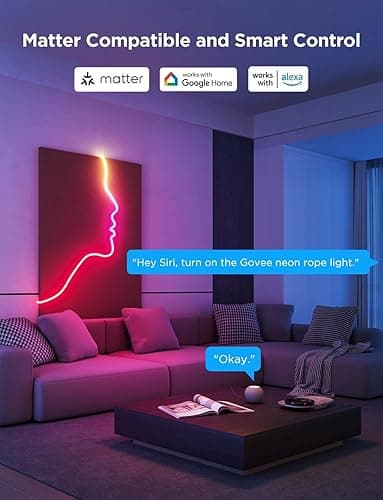 Govee Neon Rope Light 2, 5m RGBIC Neon LED Strip Lights with Shape Mapping, Work with Matter, Alexa and Google Assistant, LED Rope for Wall Decor - 5m thumbnail 4
