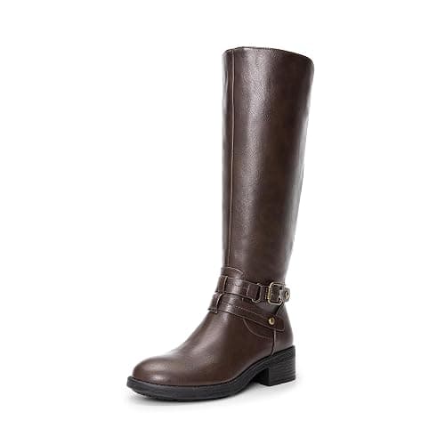 DREAM PAIRS Women's Knee High Boots, Buckle Riding Boots - Image 1