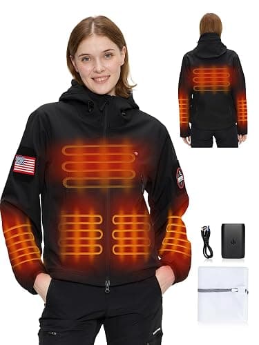 HEATIX Women’s Heated Jacket with 12V Battery Pack - 5 Heat Zones Softshell Heated Coat for Outdoor Hiking & Recreation - Image 1