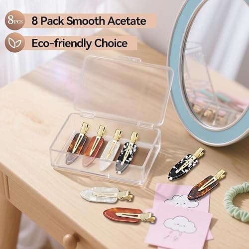 YIERSO 8 Pcs No Bend Hair Clips No Crease Makeup Duckbill Clip for Women | No Dent Creaseless Flat Alligator Barrettes for Salon Hairstyle Women Girls Hair Accessories Cellulose Acetate (Caramel) thumbnail 4