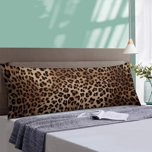 Brown Leopard Body Pillow Cover 20x54 Inch Black Cheetah Skin Wild Animal Print Body Pillowcase Rectangle Long Decorative Pillow Case Soft Cushion Throw Pillow Covers for Bed Couch thumbnail 2