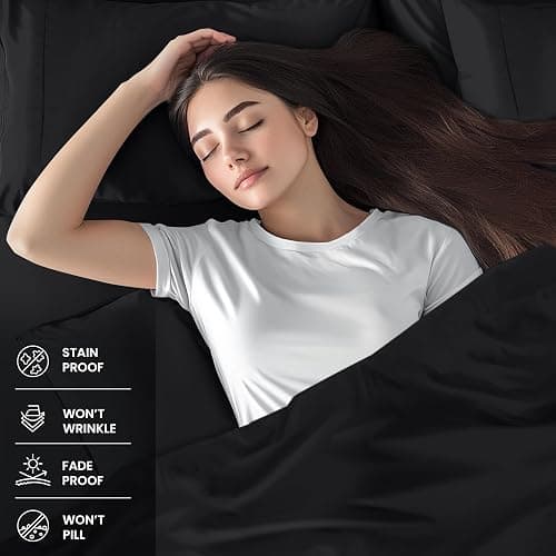 Utopia Bedding Queen Sheet Set – 4 Piece Bed Sheets for Queen Size Bed, Soft and Breathable Microfiber, Includes 1 Fitted Sheet, 1 Flat Sheet and 2 Pillowcases (Black) thumbnail 4