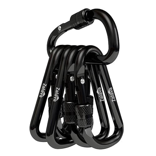 Zalava 6PCS Carabiner Keychain, 2 inch Aluminum D-Clip Caribeener with Hook - Image 1