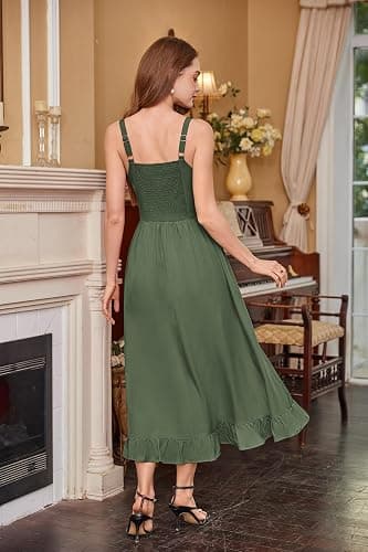 Scarlet Darkness Renaissance Dress Women Summer Sleeveless Corset Sundress with Pockets - Army Green - Small thumbnail 3