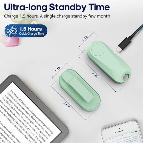 DATAFY [Case-Friendly] Page Turner for Kindle Paperwhite Oasis Kobo eReaders, Camera Camcorder Remote Controls, Page Turner Clicker for ipad Tablets Reading Novels with Wrist Strap Storage Bag Green thumbnail 7