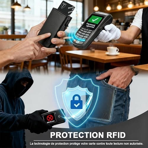 TENBST Portefeuille Homme en Cuir, Porte-Cartes avec Blocage RFID, 8 Porte Carte Crédit, Porte Carte Bancaire avec Compartiment à Billets et Poche à Monnaie - Boîte Cadeau thumbnail 4
