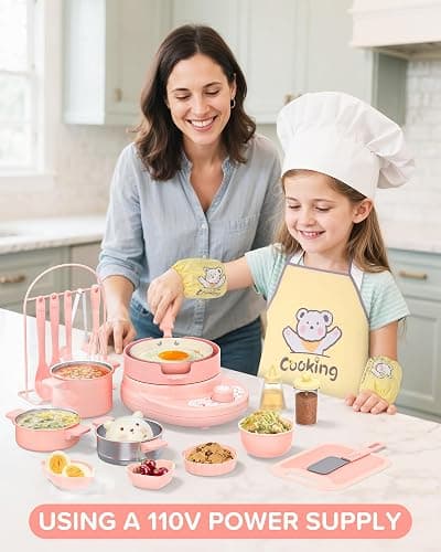 Gotoofun Kids Cooking Sets Real Pink Play Mini Kitchen, Safe Real Food Making Knife Set for Children 8-12 Girls Toddler Montessori Toys thumbnail 3