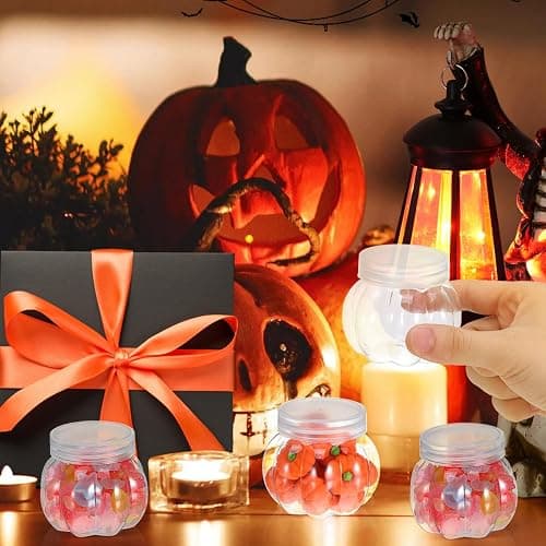 PRETYZOOM Pumpkin Candy Jar Set 150ml Pet 12 Pack | Transparent Pet, 150ml Capacity, 12 Piece Set, Easy to Clean, Reusable Storage thumbnail 2