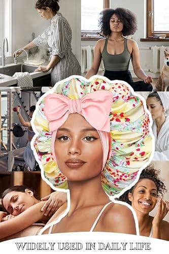 Vettres Double Layer Silk Bonnet with Tie Satin Lined Sleep Cap Hair Cover for Women's Curly Braids Natural Hair thumbnail 6