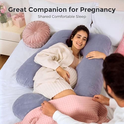 Momcozy Pregnancy Pillows for Sleeping, U Shaped Full Body Maternity Pillow with Removable Cover - Support for Back, Legs, Belly, HIPS for Pregnant Women, 57 Inch Pregnancy Pillow for Women, Grey thumbnail 5