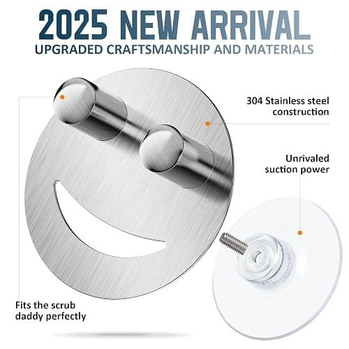 Yoshiky Stainless Steel Smiley Face Dish Sponge Holder, Silver Sink Caddy Organizer Storage with Suction Cup for Kitchen, Rv Apartment Kitchen Accessories Decor Scrubber thumbnail 5
