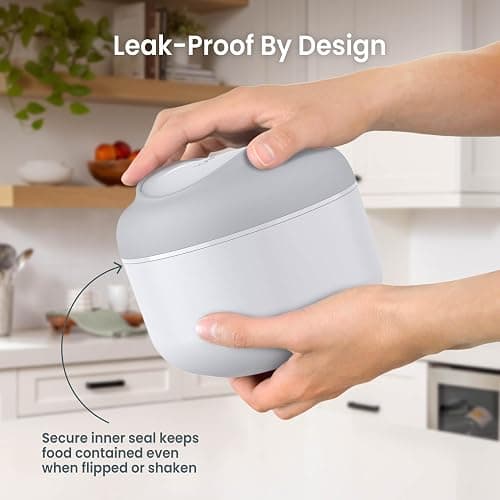 Bentgo Bowl - Insulated Leak-Resistant Bowl with Snack Compartment, Collapsible Utensils and Improved Easy-Grip Design for On-the-Go - Holds Soup, Rice, Cereal & More - BPA-Free, 21.2 oz (Gray) thumbnail 6